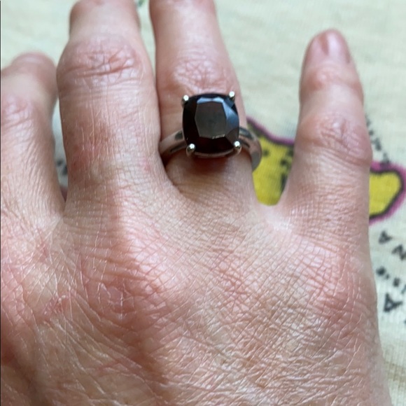 EUC Garnet Cushion Cocktail Ring .925 - Picture 3 of 7